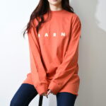 【P5倍&MAX2000円クーポン】MARNI マルニ ワンピース ロゴ レディース ORANGE THJE0129SCP89 LOR30 オレンジ 長袖 ロンT ロゴT Tシャツワンピ コットン ギフト プレゼント オススメ