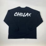 【新商品オススメ】Ron Herman （ロンハーマン）:Chillax BRUSHロゴ L/S Tシャツ（ブラック）【ユニセックス対応】【ワイドボディ】【ロングスリーブTシャツ】