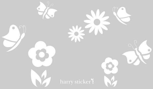 HARRY STICKER 転写式 ウォールステッカー カワイイ花と蝶 (kawaii-flowers&butterflies) LL 約45×150cm