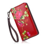 APHISON 財布 レディース カワイイ 動物 ウォレット 花柄 長財布 磁気防止 カード 8枚 ギフト (赤い花（0036）)